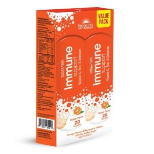 Sunshine Nutrition Immune Support Orange Effervescent 20 Tablets X2